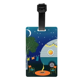 Изработена по поръчка багажная етикет Happy Camper с номинална карта, идентификация стикер Camping Life Privacy Cover за пътна чанта-куфар
