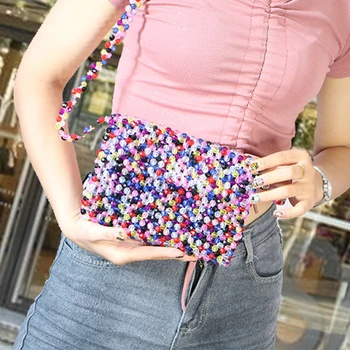 Индивидуални чанти ръчна изработка от мъниста Дамски модни и ежедневни Цветна чанта през едно рамо Прозрачен Кристален чанта Акрил
