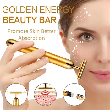 Инструменти за масаж на лицето Beauty Bar 24-каратово Golden Pulse Масажор за лице Електрически Масажор за Лифтинг на лицето Енергиен Шоколад