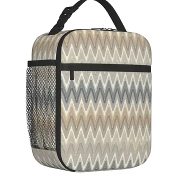 Камуфляжные зигзагообразные чанти за обяд с изолация за къмпинг и пътешествия, бохем геометричен взаимозаменяеми термохолодильник Bento Box За жени и деца