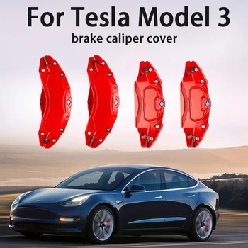 Капак на спирачния апарати Подходящ За Tesla, Модел 3 2018-2023 18-19 Инчов Ступица Колело Комплект Аксесоари За автомобилен Превоз От 4шт, Със стикери