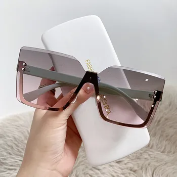 Квадратни Vintage Слънчеви Очила Дамски Маркови Дизайнерски Слънчеви Очила В Голяма Рамка, За Мъжка Мода Метално Огледало Ретро Открит Oculos De Sol