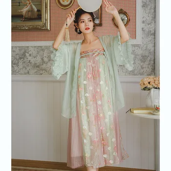 Китайската традиционна дрехи, елемент Хан, ежедневно подобряване старинен стил, пола до гърдите, една модерна женствена рокля Hanfu от две части
