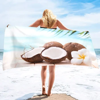 Кокосово плажна кърпа голям размер, кърпа от микрофибър без пясък, супервпитывающие хавлии за къпане Sunset за деца, жени, мъже
