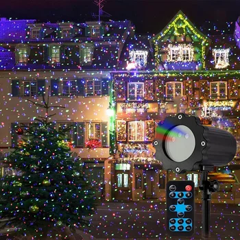 Коледен Лазерен проектор за движение на открито Огън Червен Зелен Син Проекция на лазерен лъч с дистанционно управление за озеленяване на градината