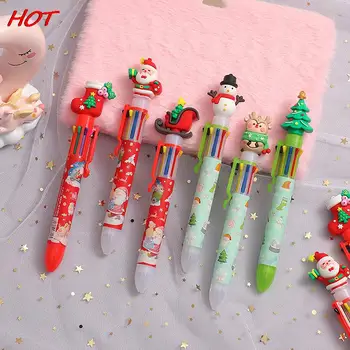 Коледна восьмицветная химикалка химикалка, хубава химикалка писалка за печат, Празничен подарък за децата, Коледна декорация за дома, Коледен орнамент