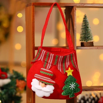 Коледните чанти на съвсем малък от плат, Коледно парти, Елени, Дядо Коледа, снежни човеци, чанта за бонбони, чанти за предложения за деца