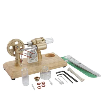 Колекция от модели за производство на електроенергия с двигател на Стърлинг върху дървена основа, модел играчки за научни и образователни физически експерименти