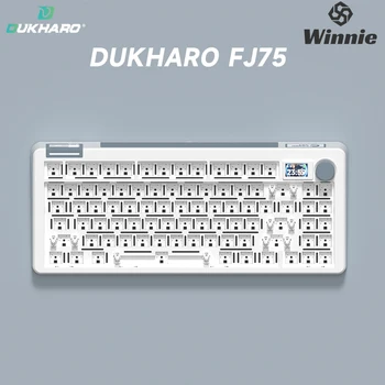 Комплект безжична механична клавиатура DUKHARO FJ75 с трехрежимной пълнеж, офис клавиатура с гореща замяна 84 комбинации, детска клавиатура с превключване N клавиши