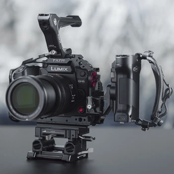 Комплект за инсталиране на цифров огледално-рефлексен фотоапарат TILTA GH6 Camera Cage TA-T15-A-B TA-T15-B-B за Panasonic GH6 Pro Kit Black cage Film Video