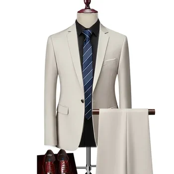 Комплект костюми от 2 теми, Блейзери, яке, панталон / 2023, Новата мода За мъже, Случайни, бутик, бизнес клетчатое приталенное рокля, вечерна палта, панталони
