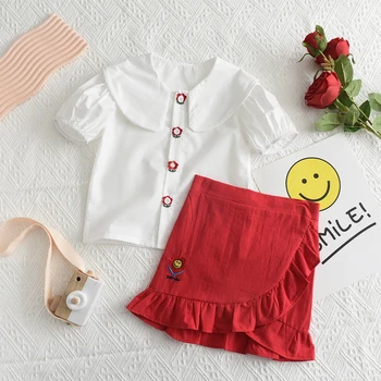 Комплекти, блузи, ризи и поли с къси ръкави за момичета Melario, модерен летен комплект облекло с цветя модел за малки момичета, детски костюм