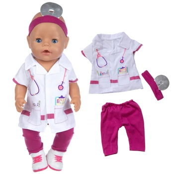 Костюм медицинска сестра + обувки + дрехи за кукли с прическа, подходяща за кукольной дрехи 43 см, аксесоари за кукли Реборн