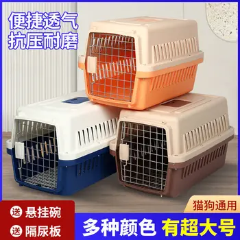 Котките и кучетата Излизат на улицата, за да бъдат транспортирани клетки за котки, кучета малки и средни по размер клетки за кучета в камиони.