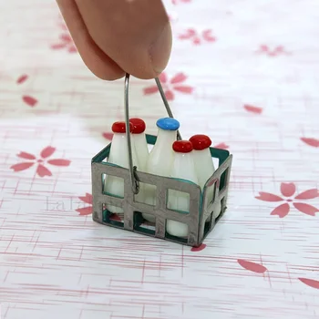 Куклена къща в миниатюра 1:12, игрална сцена с храна, миниатюрна количка с мляко, модел за аксесоари за куклена къща