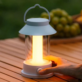 Лека нощ за нощуване на открито Преносима ретро лампа с възможност за аварийно зареждане, които можете да окачите