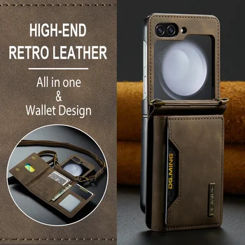 Луксозна кожена чанта за карти 2-в-1 калъф за телефон Samsung Galaxy Z Fold 3 Z Пъти 4 Пъти 5 Shell държач за карти с Каишка за телефон