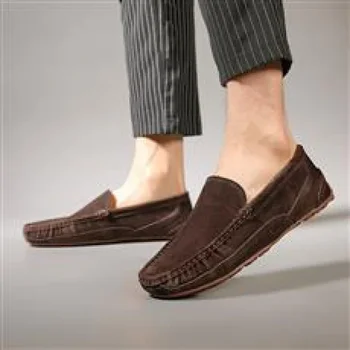 Лятна кожени обувки 2023 Г.; Мъжки Обувки от естествена кожа На платформа в Английски стил; Универсална обувки за Лентяев; Лоферы Gommino с пискюли, без закопчалка