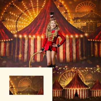 Магически фонове за вечерта на Карнавала, Детска фотография Подпори за фото студио на рождения Ден на детето виенско Колело на Фона на цирка