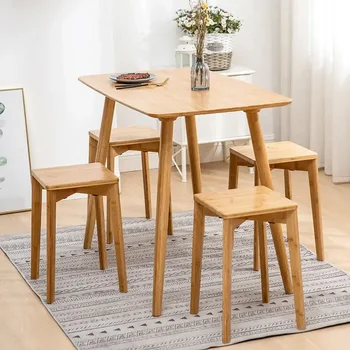 Маса за хранене в скандинавски стил, малка масичка за кафе, Чай маса, Ъглова маса за обсъждане в стил Ins, Бамбук маса за почивка, Просто Модерна всекидневна mesa
