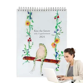 Месечен стенен календар Настолен календар Cartoony дизайн на Стенен календар с ръчно рисувани за спалнята, работния плот в кабинета