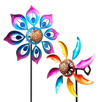 Метална вятърна мелница, градински визьор, 12,2-инчов цветен вятърна мелница, метал вятърна скулптура, градинско изкуство за външно градински инструменти