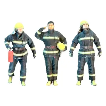 Миниатюрни фигурки на пожарникари 1: 64, модели на влакове, фигури на хора за подпори за фотография, сградата на диорами, Малко украса на сцена.