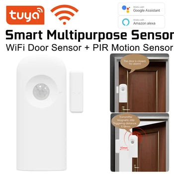 Многофункционален WiFi Сензор врати на Hristo Smart и датчик за движение PIR 2-в-1 с функция Алекса Google Smart Home Security Smart Life