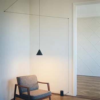 Модерен геометричен led окачен лампа с дълъг проводник, естетичен окачен лампа за дневна, прикроватное стенни аплици, художествено осветление