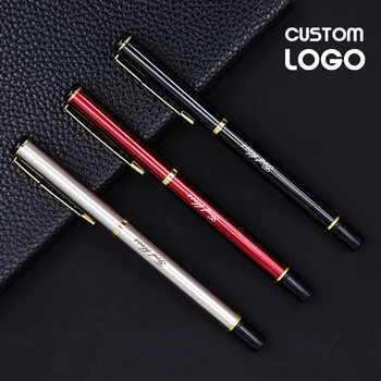Модерна Луксозна метална химикалка писалка с персонализирано лого, вырезанным на поръчка, Име, Бизнес Дръжки за подпис, Рекламни Офис Аксесоари