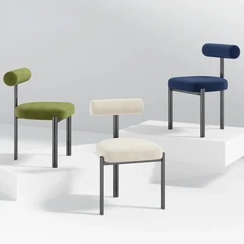 Модерна минималистична трапезария стол, домашен стол за грим, достъпни стол в луксозен стил, тъканно облегалка, маса за хранене и стол