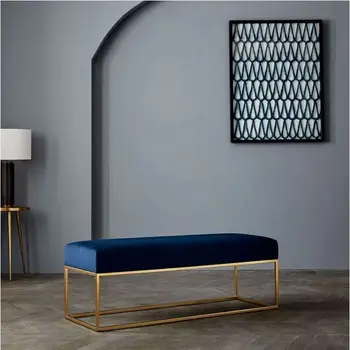 Модерна пейка от неръждаема стомана на Едро Кадифе стол за спални с кадифена тапицерия