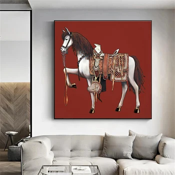 Модерни, абстрактни луксозни плакати с животни, Придворная кон, платно, стенни картини, щампи за декор хол, стенни пана Cuadros