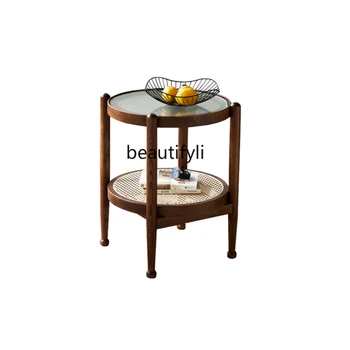Модерни минималистични Диван от масивно Дърво, Приставной маса в скандинавски стил за хол, Ъглови маса от ратан, през цялата Творчески Малка масичка за кафе