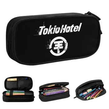 Молив случай с Логото на Tokio Hotel New Rock Pen Чанта Студентски Голяма Чанта За Съхранение на Училищни Принадлежности, Подаръци, Пенала