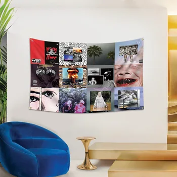 Музикален Плакат с Флага Рок-група Rapper, Колекция от Музикални Албуми, Подвесная Плат, Индивидуална Украса под формата на Овесена каша, 90x150 см, 3 * 5 метра