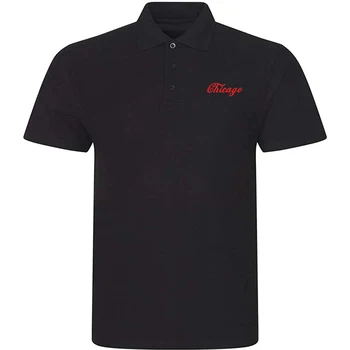 Мъжки ежедневни риза поло Lyprerazy, тениска-поло за голф с бродерия Chicago City с къс ръкав