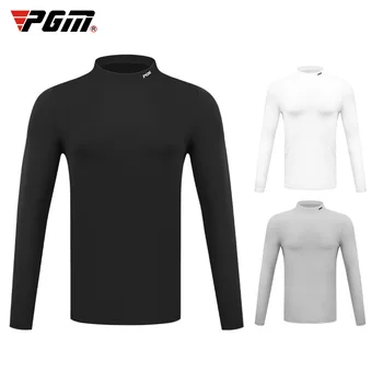 Мъжки зимни кашмир долна риза PGM, дрехи за голф, тенис корт, волейбол, топли тениска-поло с дълъг ръкав