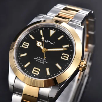 Мъжки механичен автоматичен часовник Parnis 40 мм от злато Miyota 8215, Сапфирен кристал, неръждаема стомана 316L, луксозни часовници reloj hombre