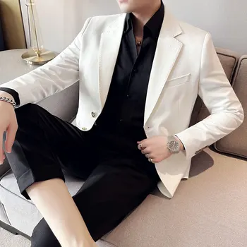 Мъжки модни бизнес Корейската версия на ежедневна однобортного блейзър Slim Gentleman високо качество за сватбата в британския стил