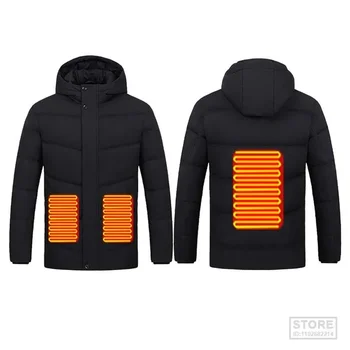 Мъжко яке с подгряване на 3 зони, топли зимни якета с USB-топъл, Градинска Електрическа облекло за къмпинг, Водонепроницаемое Топло палто