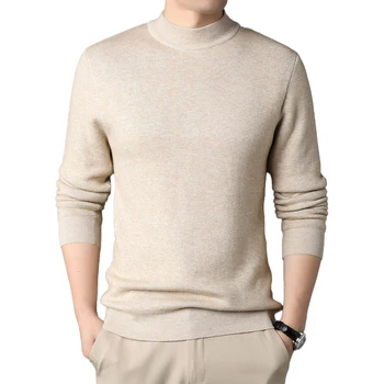 Най-пуловер, всекидневни вязаный топ с високо воротом, пуловер от полиестер с дълъг ръкав, лек стречинг, Удобна мода