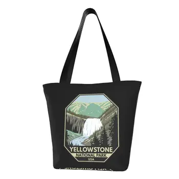 Национален парк йелоустоун Гиббон Фолс реколта чанти преносима чанта за пазаруване с голям капацитет