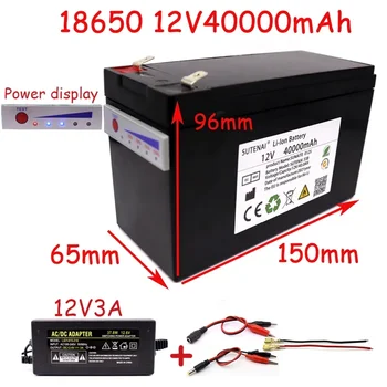 Нов блок на литиеви батерии power display 12v40a 18650 идеален за слънчева енергия и акумулатори електрически + зарядно устройство 12.6v3a
