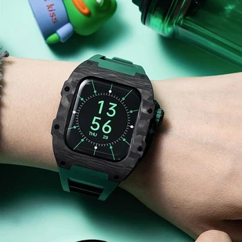 Нов луксозен калъф за серията Apple Watch изработени от въглеродни влакна, каишка за Apple Watch S9/8/7/6/5/4/ Каишка за iWatch серия SE 44 мм 45 мм