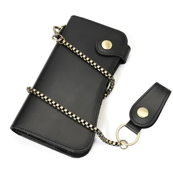 Нов модерен кожен мъжки портфейл, в чантата си за телефон, портфейл с желязна верига, в чантата си за телефон, клатч, мъжки ретро стил, популярен дизайнер