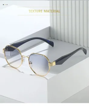 Нов Модерен Марка Polygon Metal Square Ретро Слънчеви Очила Дамски Нюанси Градиентные Слънчеви Очила Мъжки UV400