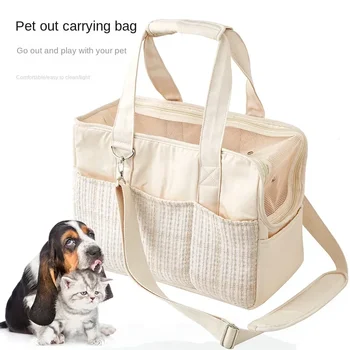 Нова памучен холщовая чанта за котки, преносима чанта за кучета с едно рамо, преносима холщовая чанта за котки, чанти за домашни любимци