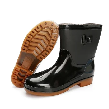 Нови мъжки Модни Нескользящие Непромокаеми ботуши от PVC, Външни Непромокаеми Непромокаеми обувки, Мъжки Кухненски Работни обувки, Водоустойчив обувки, Гумени ботуши