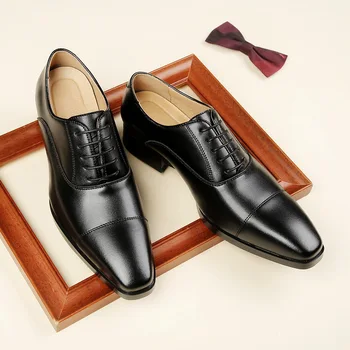 Нови Оксфордские обувки, мъжки обувки от изкуствена кожа, обикновен модерен бизнес ежедневни класически модел обувки с дантела, безплатна доставка